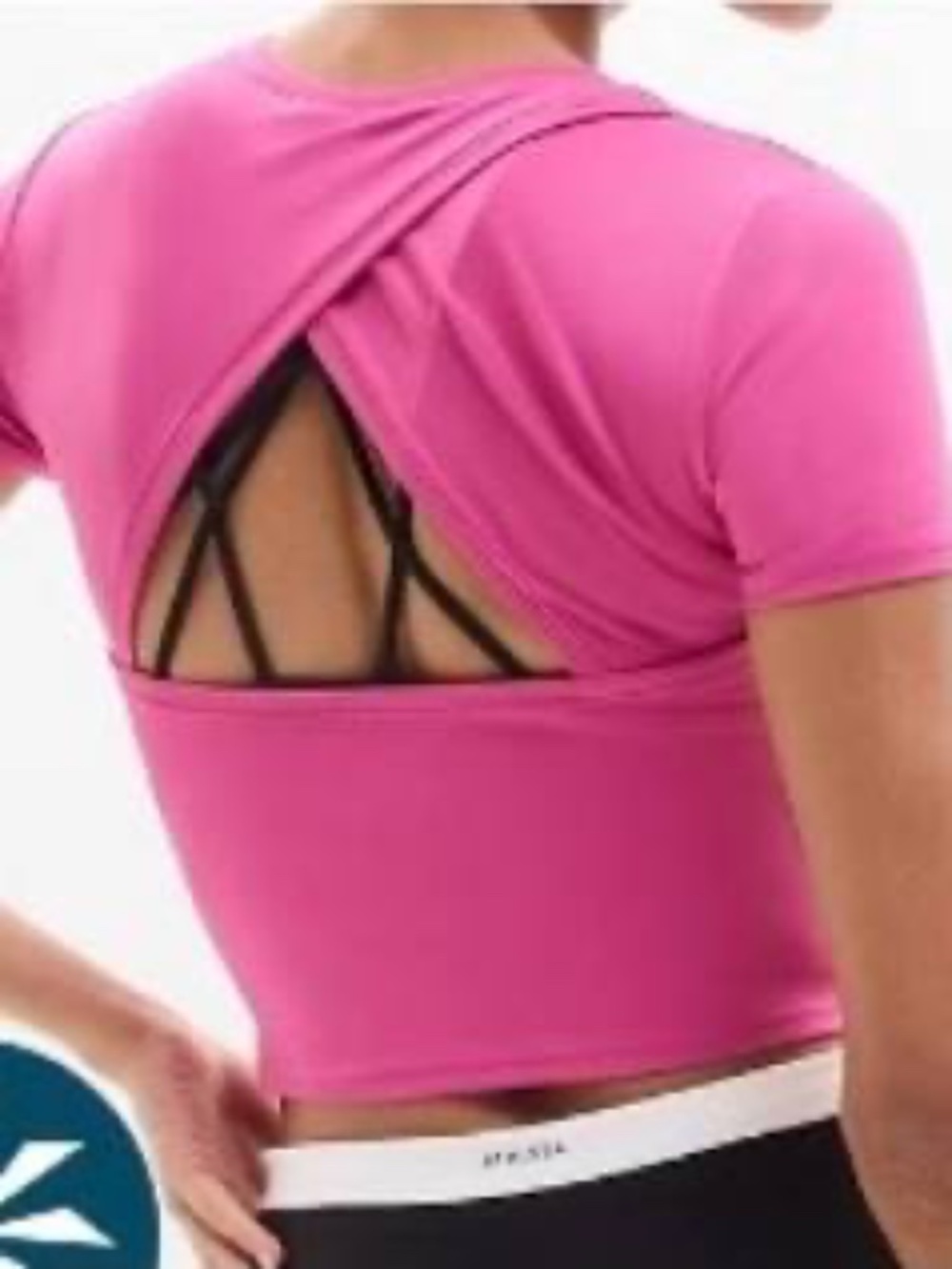 Athleta Transcend Pink Short Sleeve Twist-Back Crop Top /L